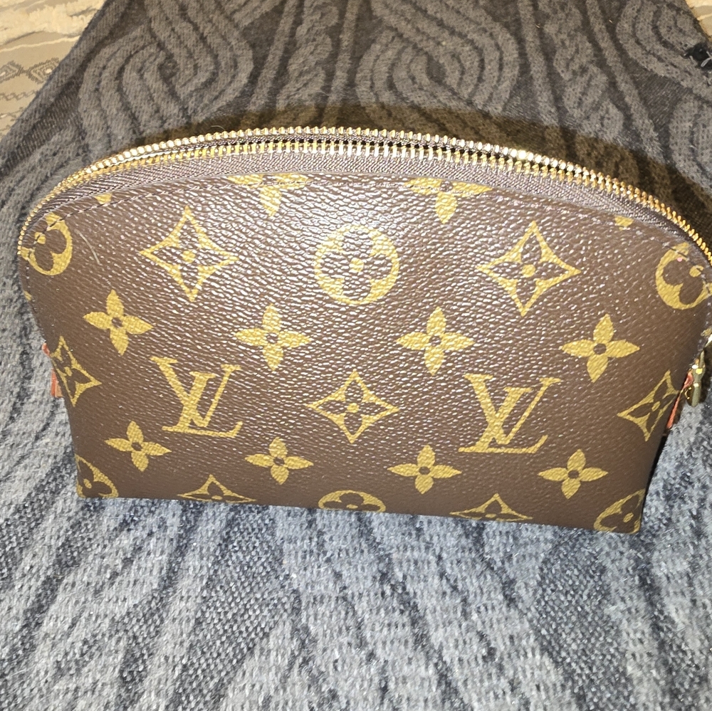 Louis Vuitton Brown and Gold Monogram Pouch